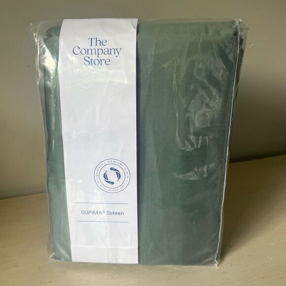 The company store legends Hotel Sateen Sheet Set Silver Olive Green - Twin - Picture 2 of 7